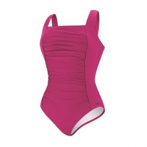Women's Speedo Endurance+ Shirred Tank One Piece Swimsuit  Size 16 Bright Pink
